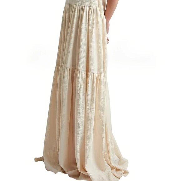 Cream Spaghetti Straps Tiered Maxi Dress - Picture 4 of 7